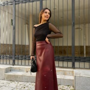 FALDA MIDI EFECTO PIEL