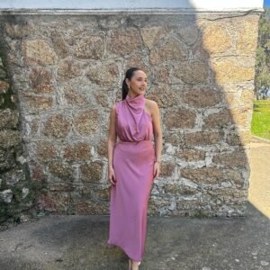 VESTIDO SATINADO GALA MAUVE